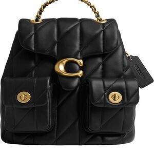 Coach Black Quilted Backpack with Gold Details